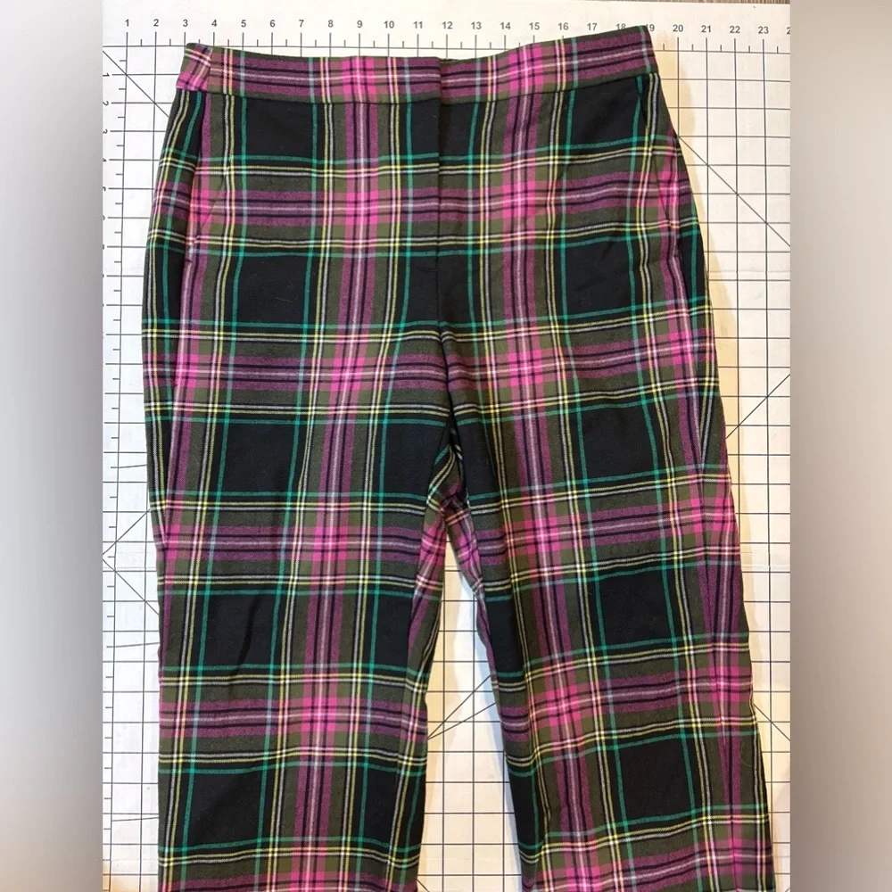 J. Crew Women’s Size 8 Purple and‎ Black Plaid Kate Wool  Blend Trousers